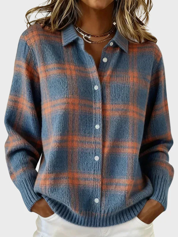The Victoria — Plaid Knit Cardigan