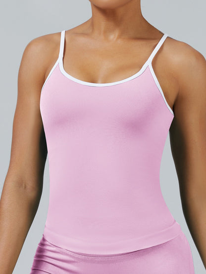 Color-blocked With Breast Pads Exercise Yoga Halter Top