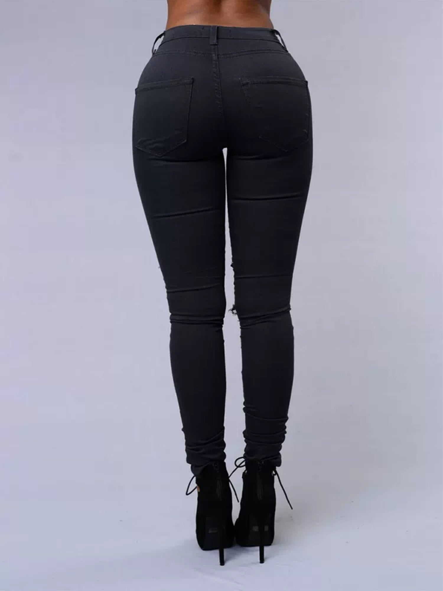 Hole Stretch Slimming Pencil Pants Jeans