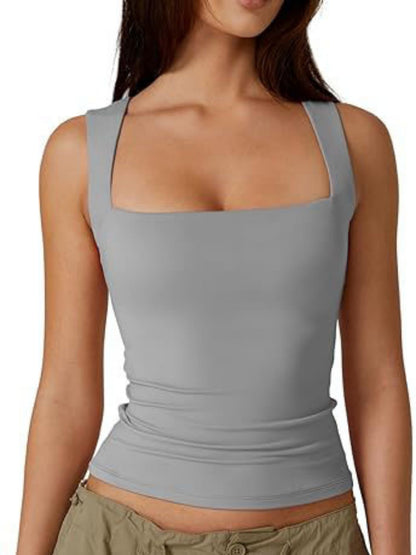 Square Collar Slim-fit Tank Top