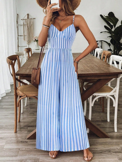 Retro Print Loose Jumpsuit