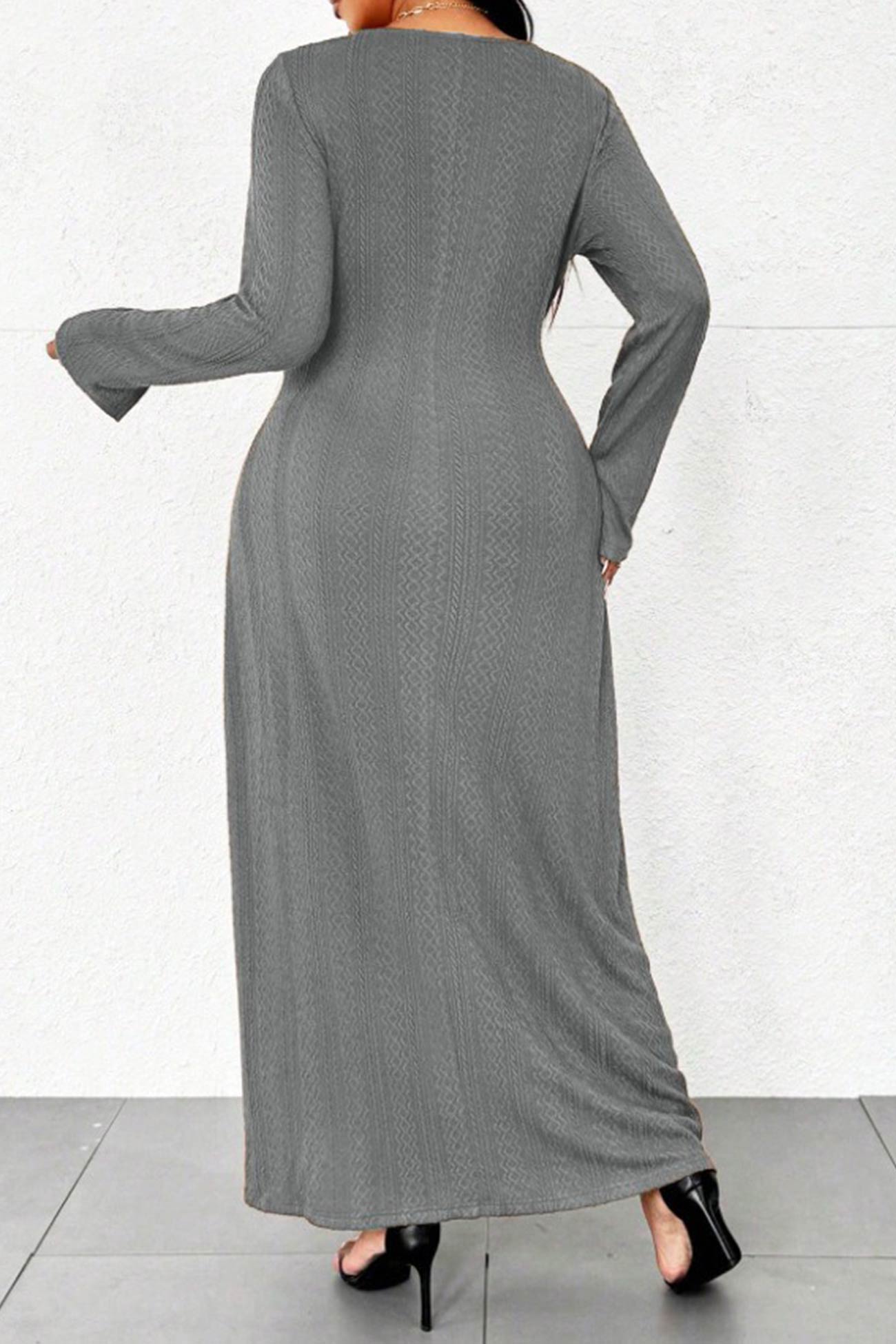 Flare Sleeve Single-breasted Knit Dress