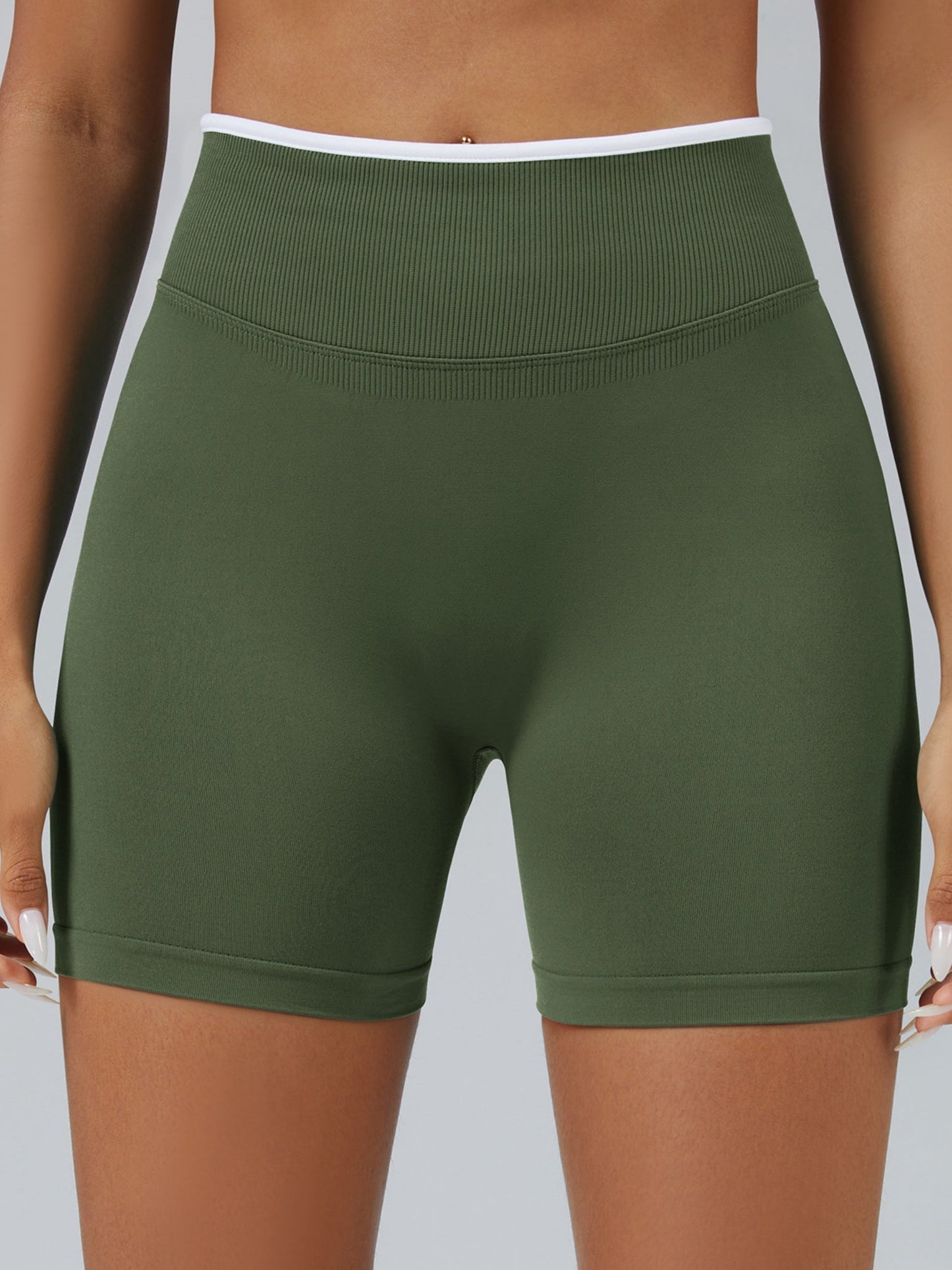 Color Matching Seamless High-waisted Hip Lift Exercise Yoga Shorts