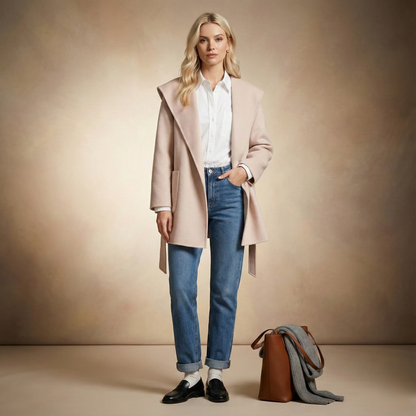 | Long Pointed Coat in Camel Hair