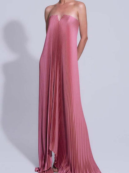 Tube Top Crimp Super Large Swing Maxi Dresses