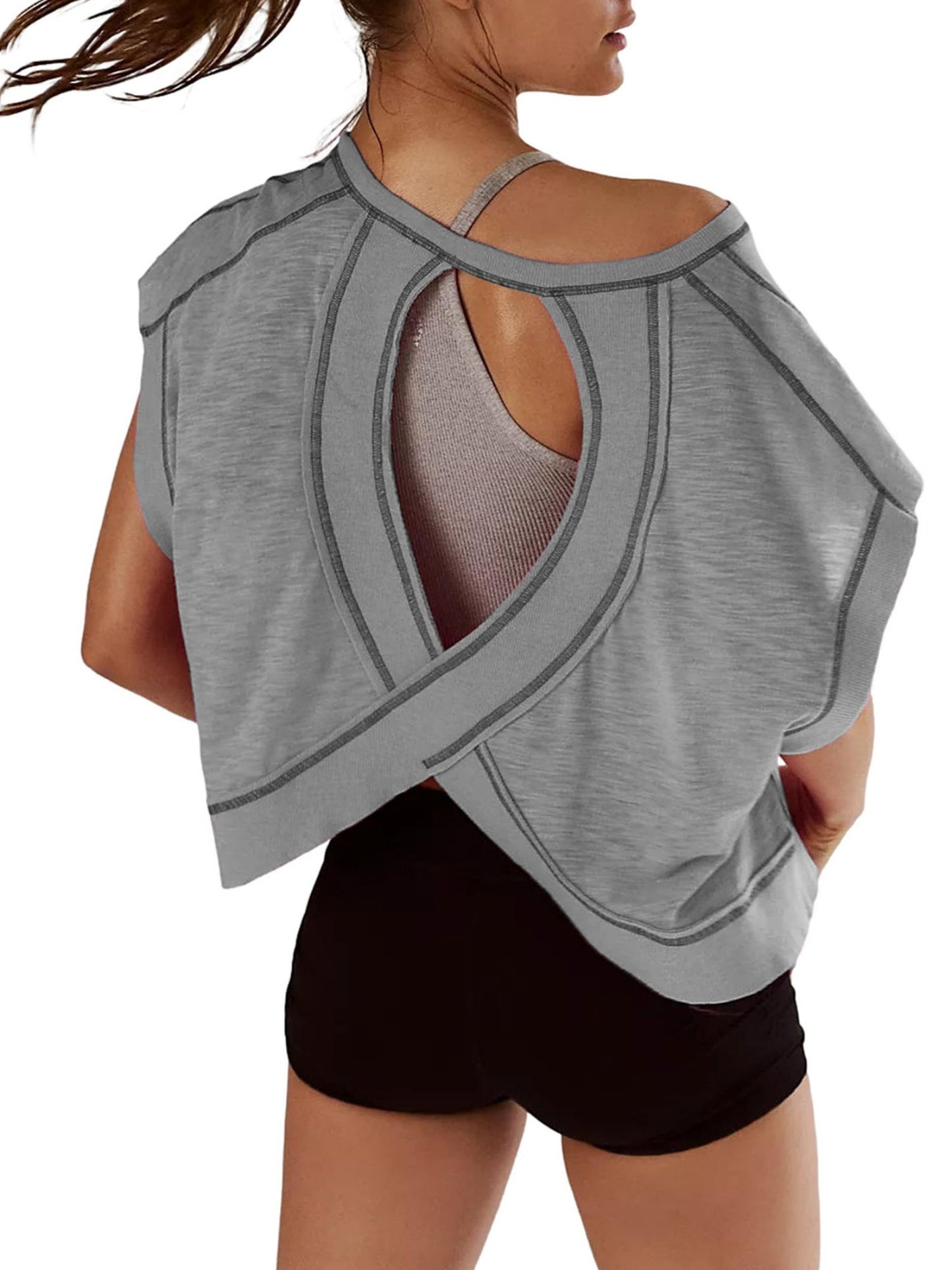 Backless Yoga Relaxed And Casual T-shirts