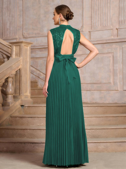 Sequins Crimp Banquet Formal Dress Party Wedding Backless Maxi Dresses