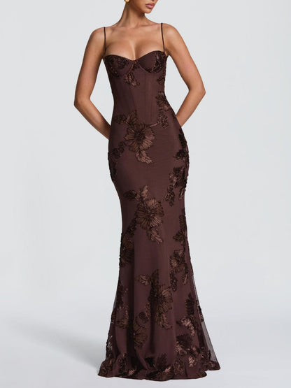 Printed Camisoles Waist-cinching And Hip-hugging Maxi Dresses