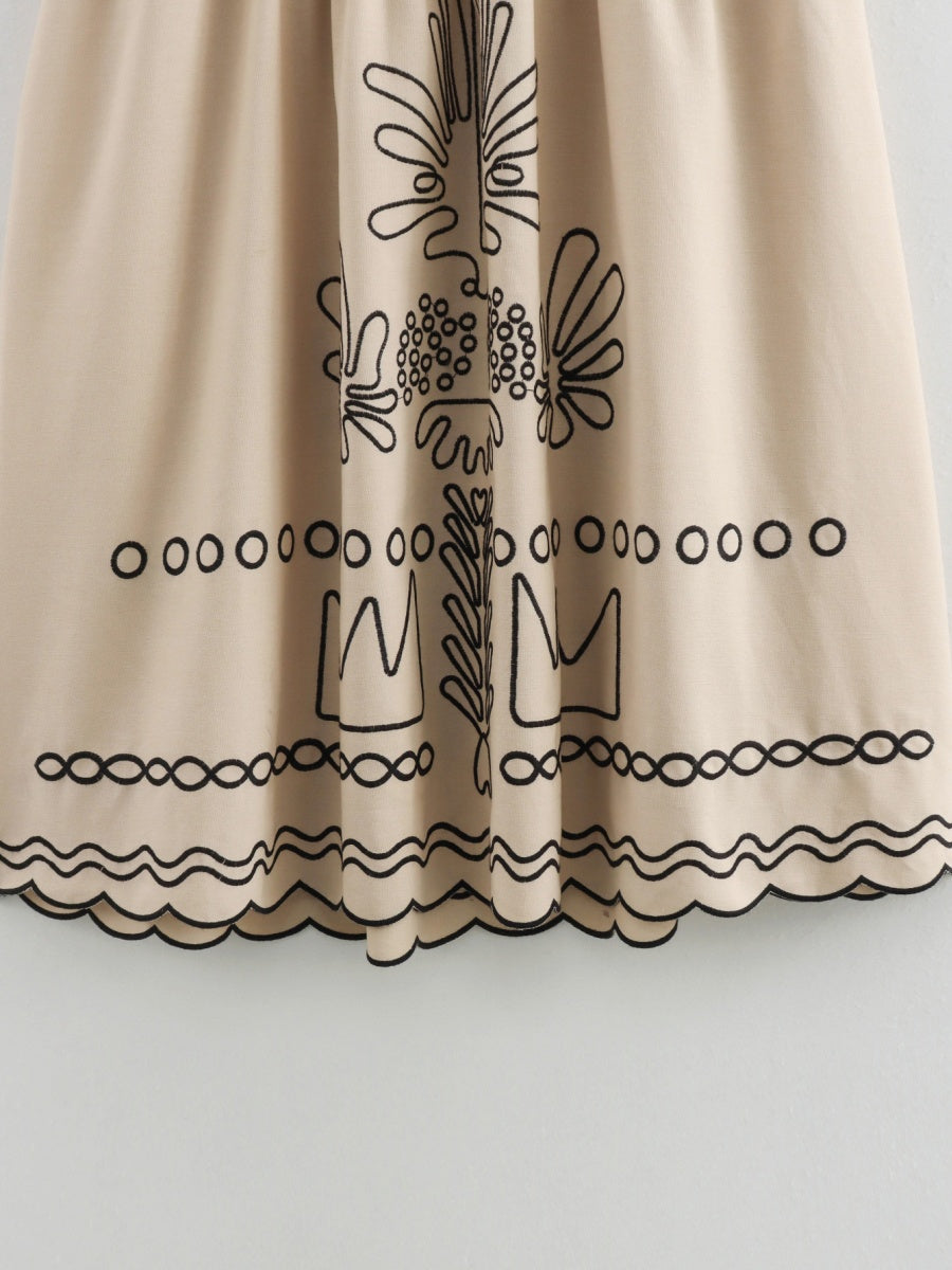Embroidery Vacation Camisoles Bare Waist Maxi Dresses