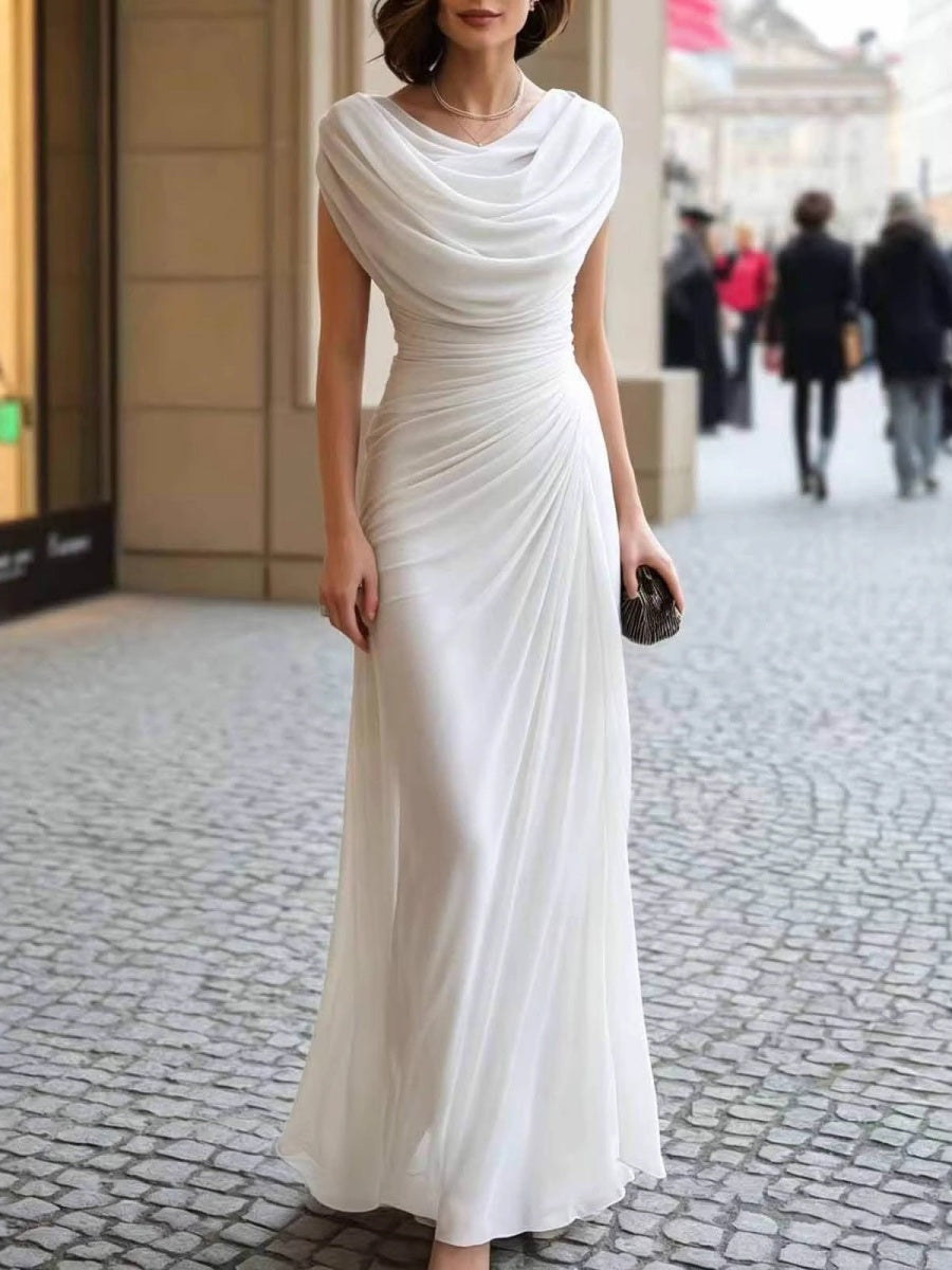 Swing Collar Tight Fit Pity Temperament Maxi Dresses