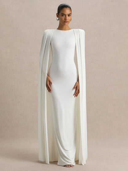 Cloak Style Longline Temperament Crew Neck Grace Maxi Dresses