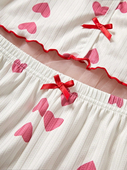 Mesh Patchwork Printed Camisole Nightgown