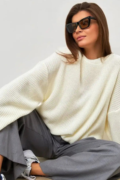 Solid Knit Crewneck Pullover Sweater