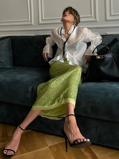 Sexy Loose White Ruffle Blouse