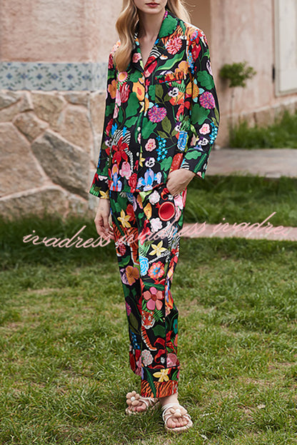 Tiger and Zebra Printed Home Long Sleeved Two-piece Set