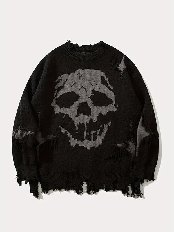 Street Skull Print Oversized Sweaters