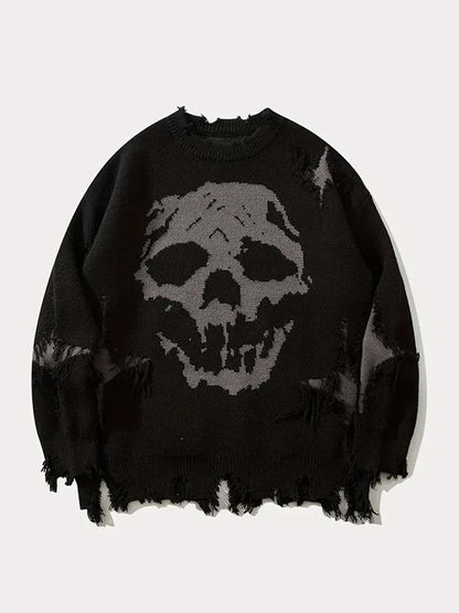Street Skull Print Oversized Sweaters