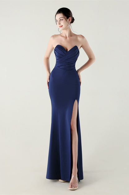 Strapless Sweetheart Pleated Party Dress