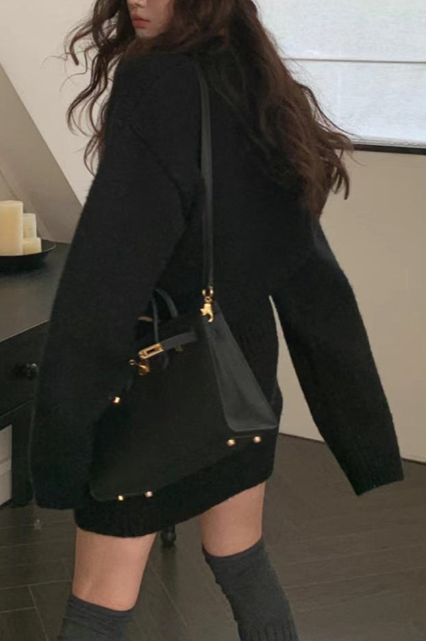 | Fitted Knit Round Neck Two Piece Set