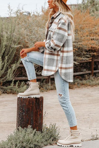 Plaid Pocketed Jacket