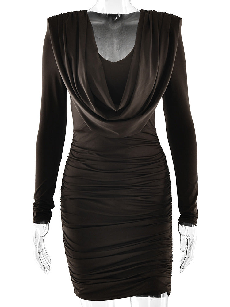 Modern Ruched Mini Dress With Deep V Neck For Women 2026