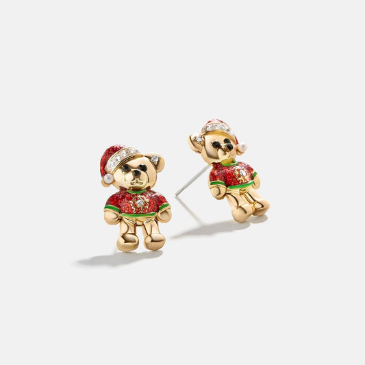 Copper Rhinestone Christmas Stud Earrings