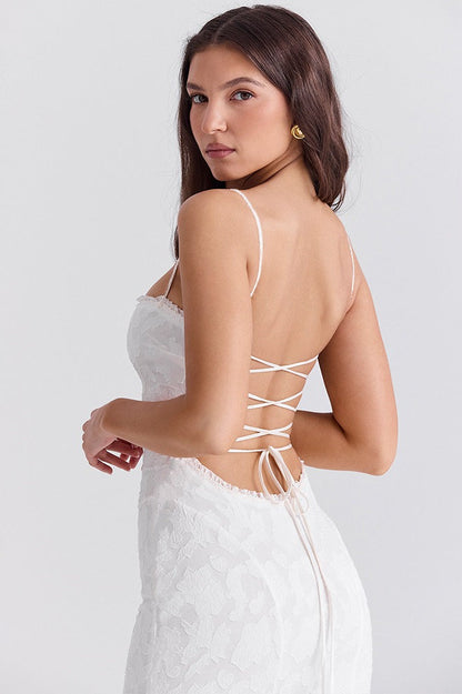 Floral Jacquard Spaghetti Strap Mermaid Formal Gown
