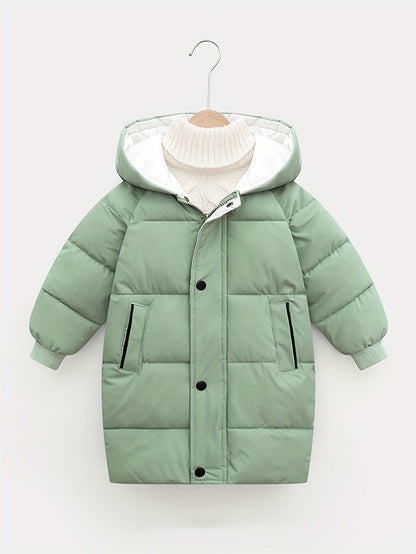 Hooded Jacket Medium Length Warm Zip Up Coat Winter
