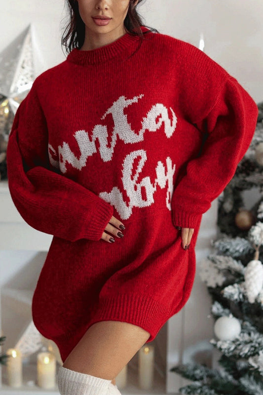 Santa Baby Loose-fitting Long-sleeved Mid-length Knit Sweater