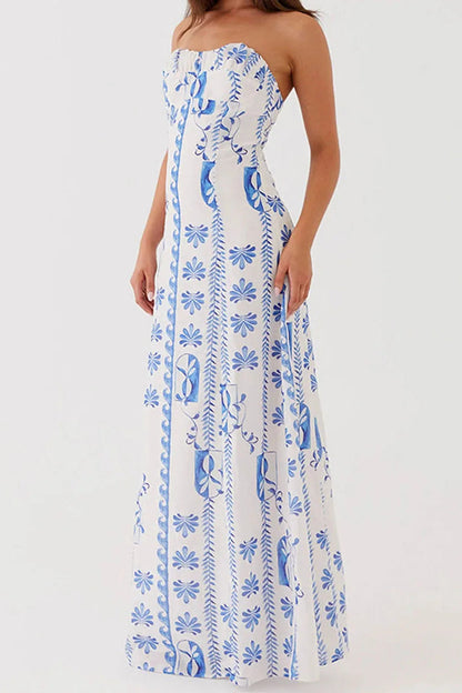 Off Shoulder A-line Maxi Floral Dress