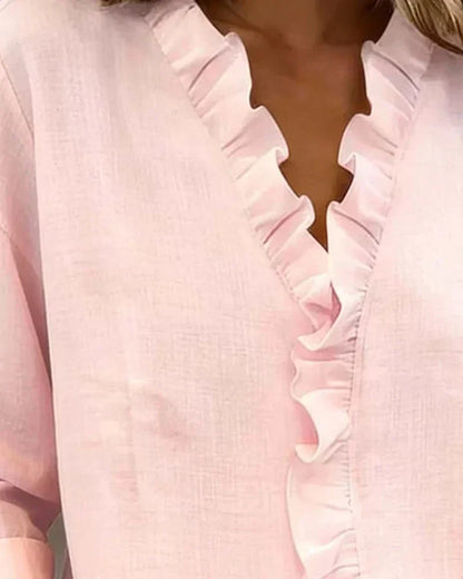 The Indie — Ruffle V-Neck Blouse