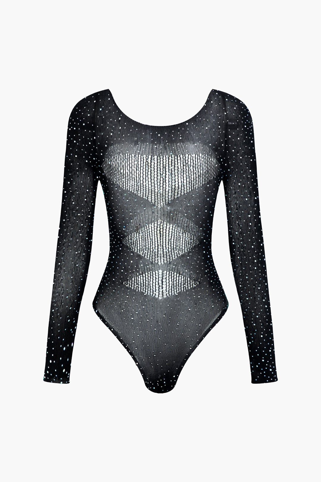 Mesh Sheer Cut Out Long Sleeve Bodysuit