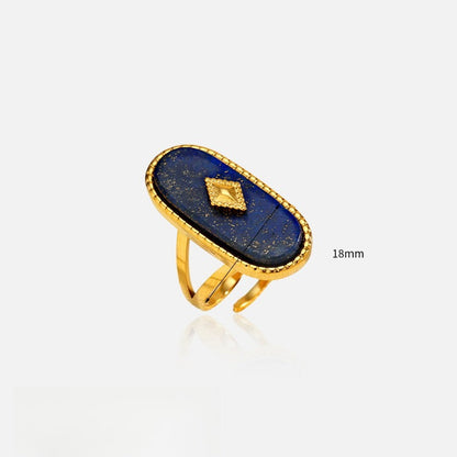 Vintage Gold Plated Lapis Lazuli Stainless Steel Ring