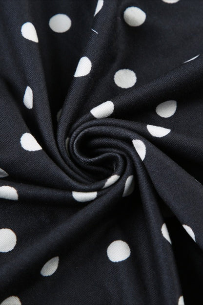 Polka Dot Deep V-Neck Flutter Sleeve Ruffle Trim Bodycon Mini Dress