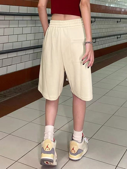 Sporty Star Print Drawstring Shorts