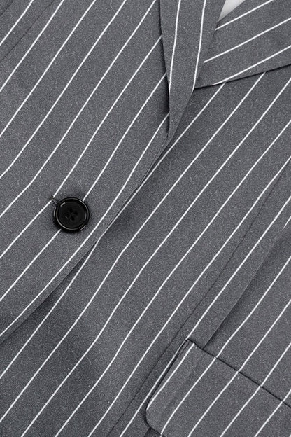 Fashion Striped Suit Blazer Two Piece Set