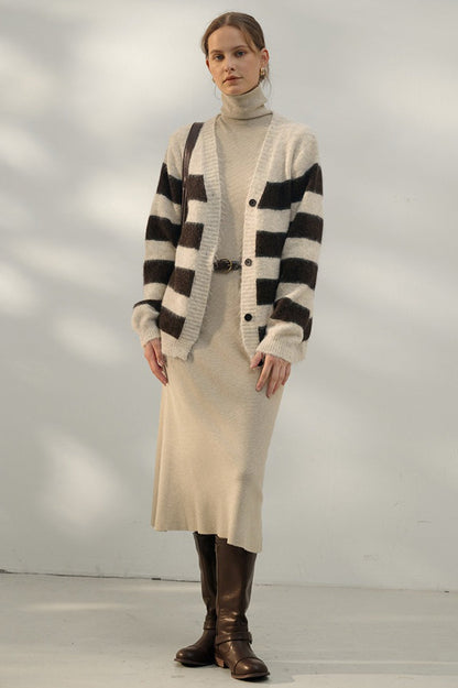 Relaxed Stripe Knit Cardigan