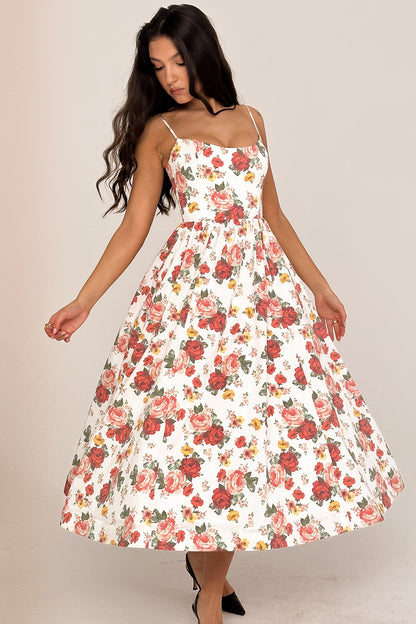 italian rose print cotton corset sundress