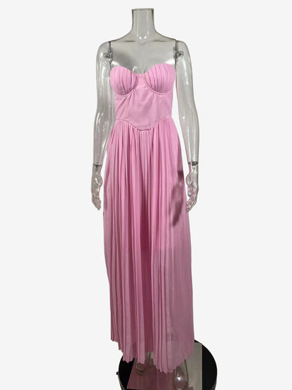 Pleated Corset Bustier Bodice Sleeveless Maxi Party Dress For Women 2026