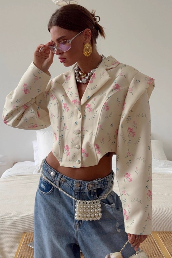Long Sleeve Printed Blazer Coat