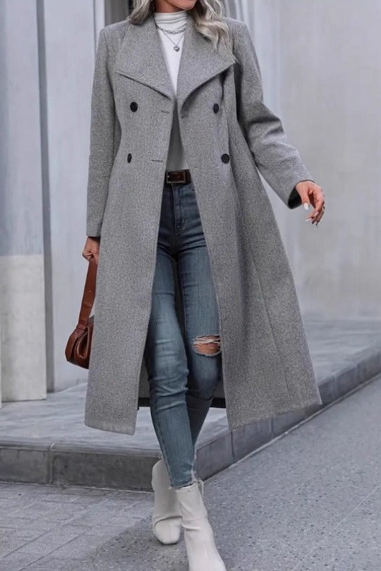 Slim Fit Double Breasted Wool Overcoat