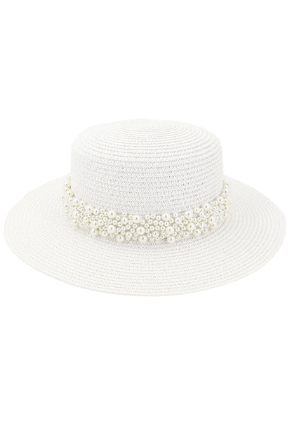 Pearl Embellished Beach Hat