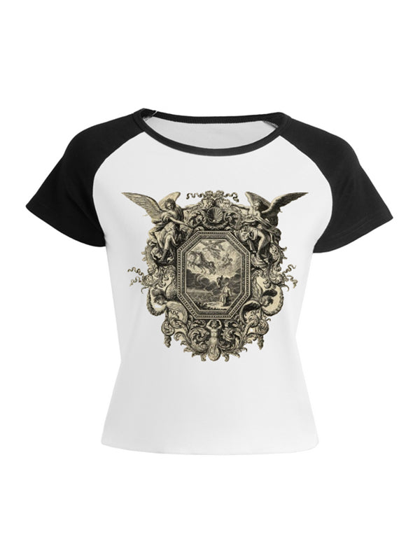 Raglan Sleeves Printed Short Sleeve Tee