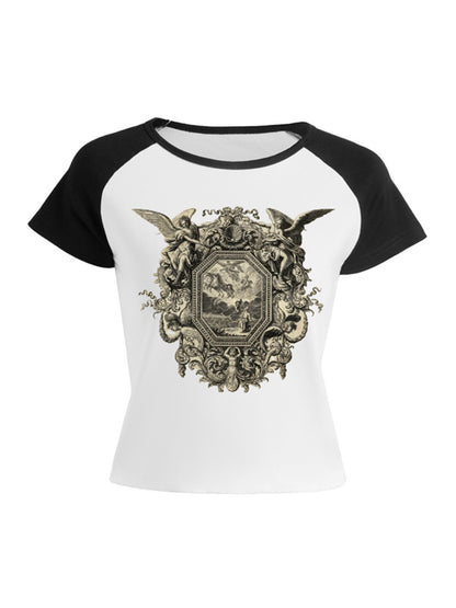 Raglan Sleeves Printed Short Sleeve Tee