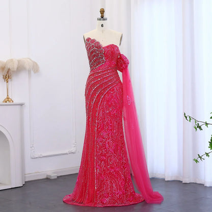Mermaid Cape Sleeve Scalloped Green Evening Dress