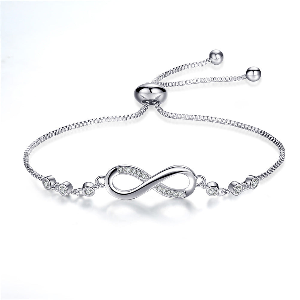 Infinity Bracelet | Adjustable Chain | Crystal Detail
