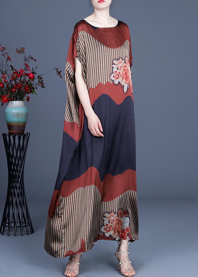 Chic Color block Batwing Sleeve Silk Maxi Dresses Summer Spring ( Limited Stock)