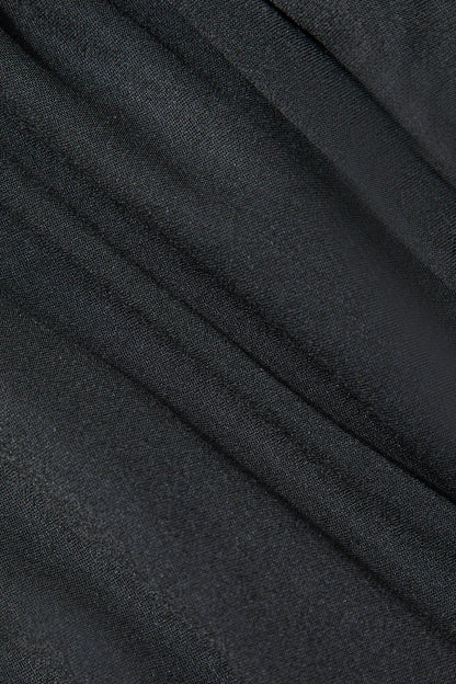 Sandra Black Wrap Ruched V-neck Sleeveless Maxi Party Dress