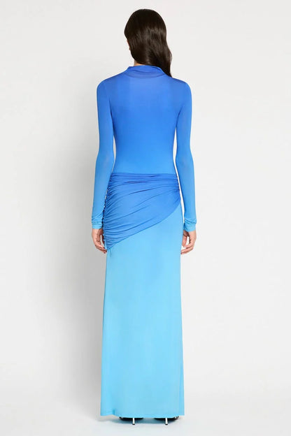 Knotted Graduated Color Midi Dress