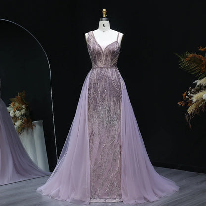 Dusty Champagne Pink Evening Dresses with Overskirt